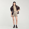 Short Pleated Skirt Camel